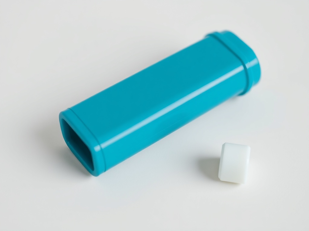 Wziewny inhalator na astmę leżący na jasnym blacie